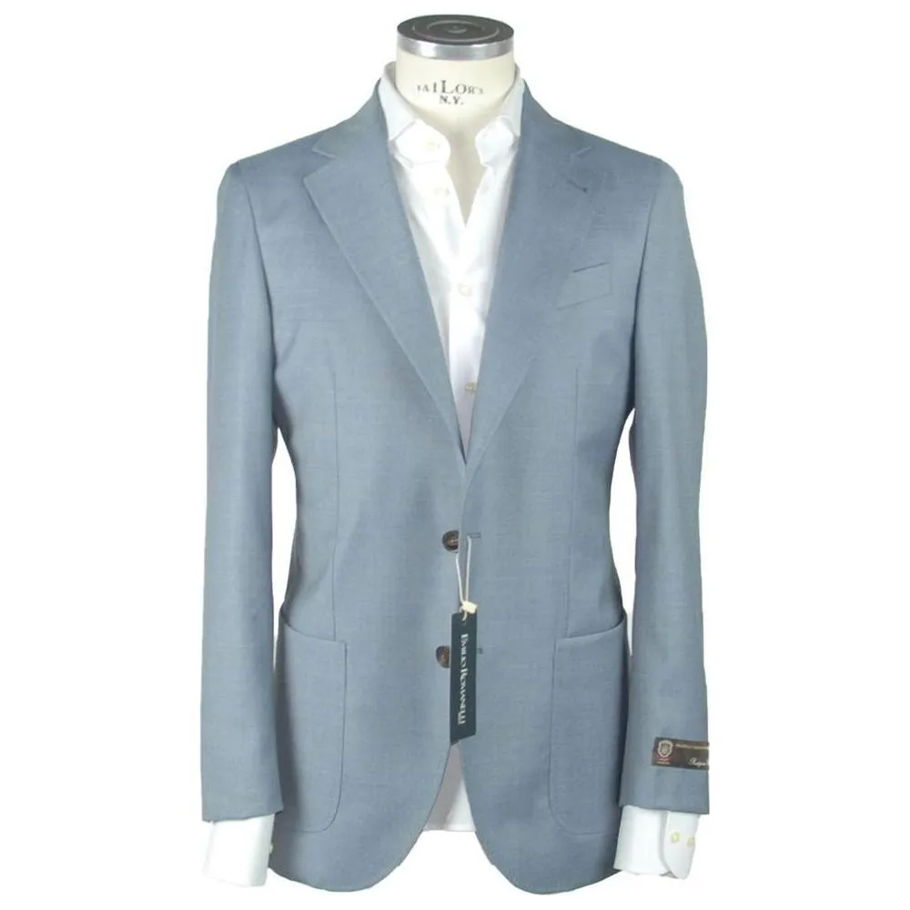 Emilio Romanelli Light Blue Wool Men Blazer