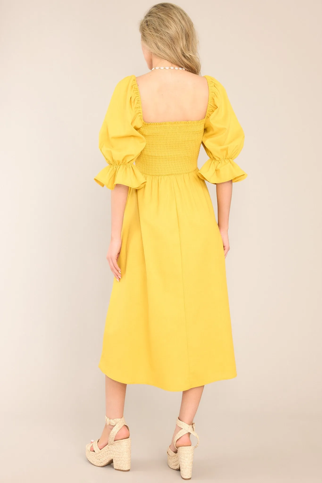 Enjoy The View Sunset Yellow Midi Dress