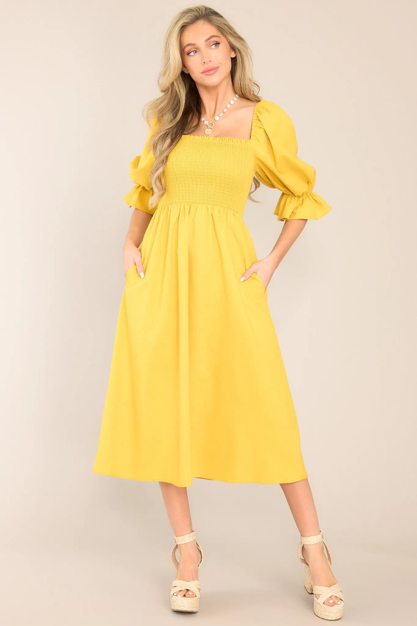 Enjoy The View Sunset Yellow Midi Dress