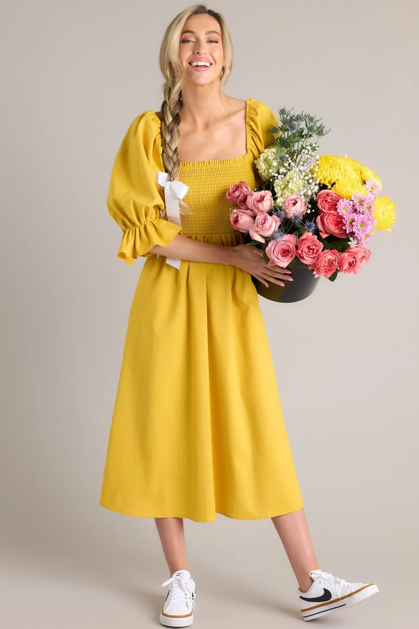 Enjoy The View Sunset Yellow Midi Dress