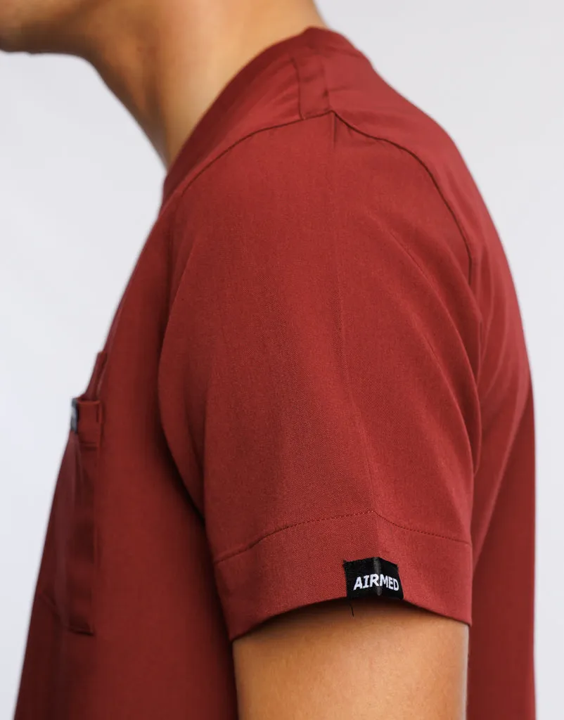 Essential Crewneck Scrub Top - Bordeaux Red