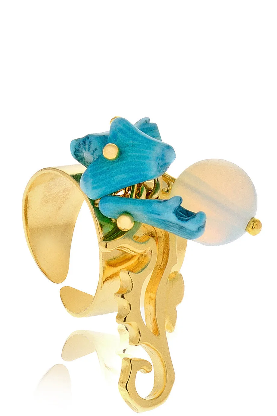 FABIO TOSI SEA HORSE Turquoise Chevalier Ring