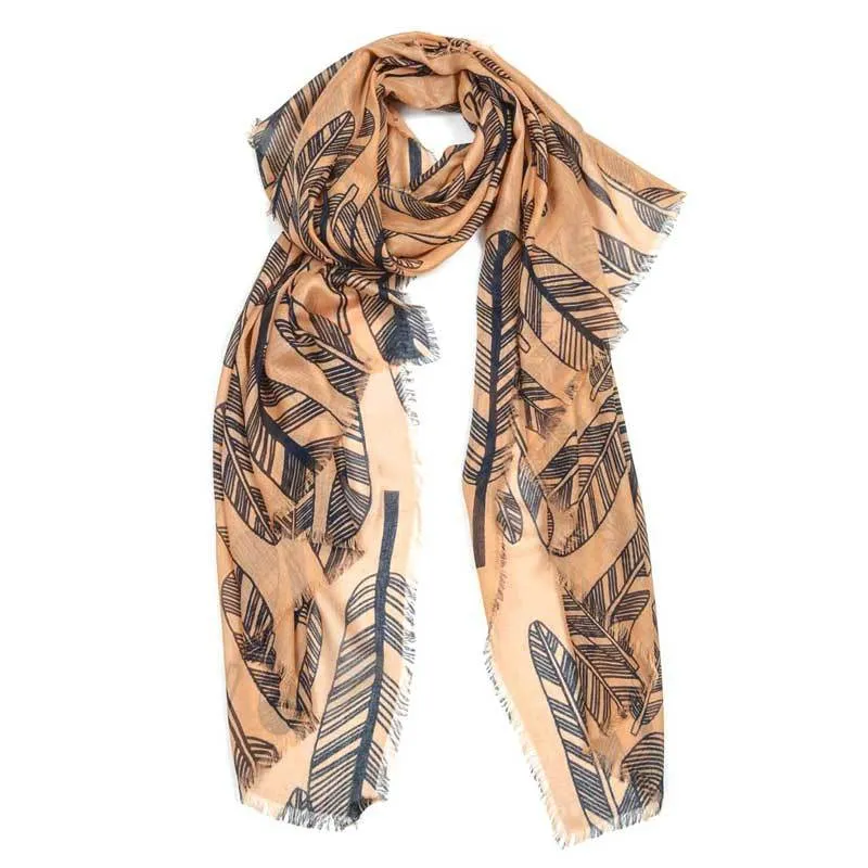 Feather Scarf - Coffee