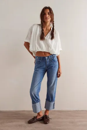 Free People Slim Shade Selvedge Jean - True Blue