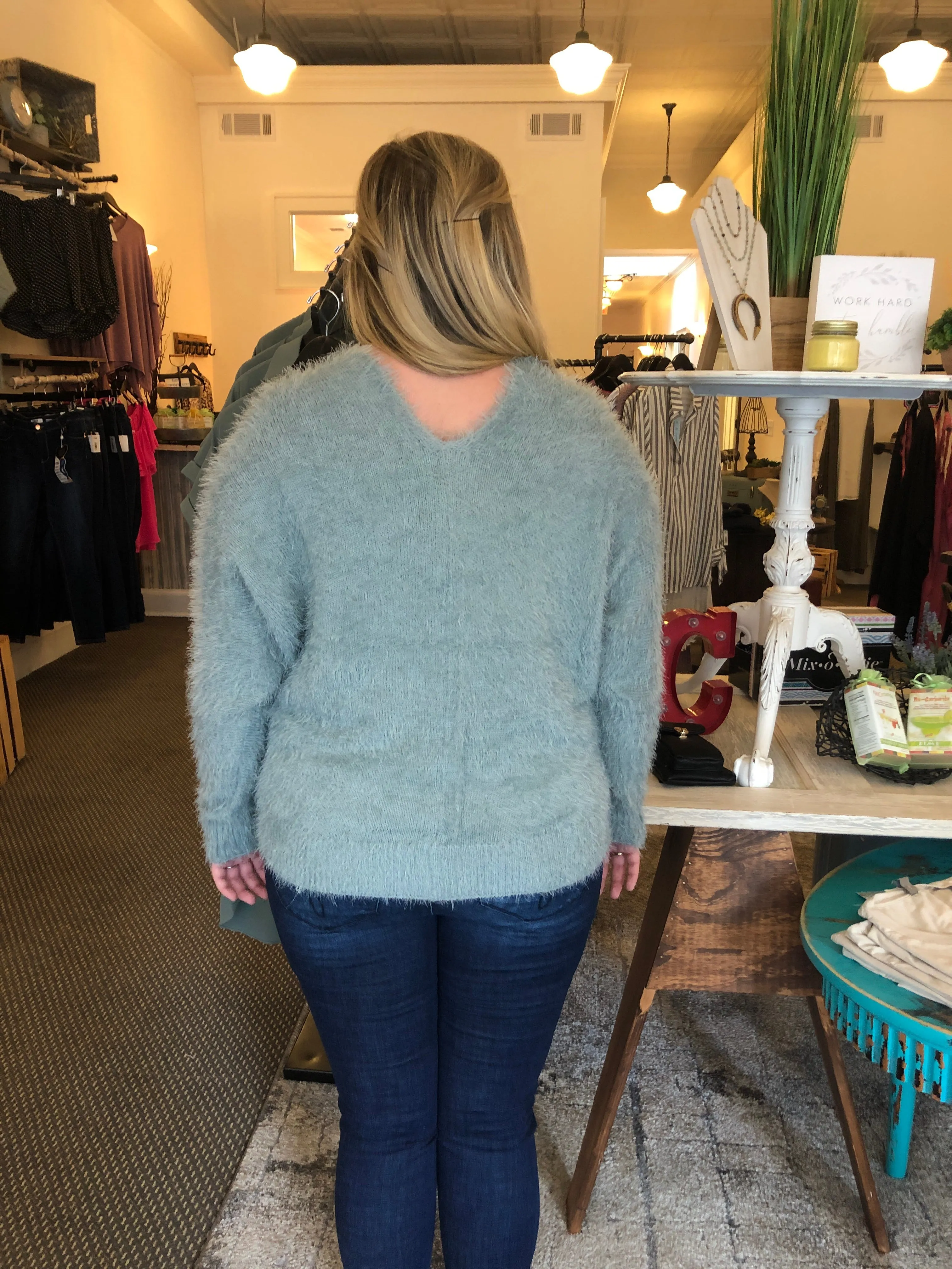 Fuzzy Seafoam Sweater