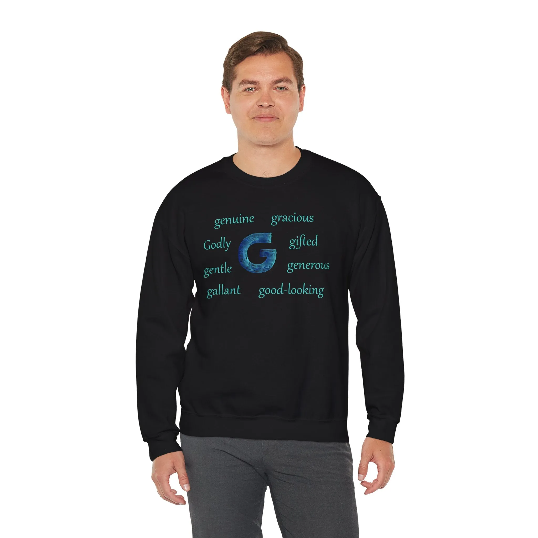 G Alphabet Sweatshirt, Motivational, Optimistic, Alphabet Initial "G", Mental Health Unisex Heavy Blend™ Crewneck Sweatshirt, Self-affirming shirt