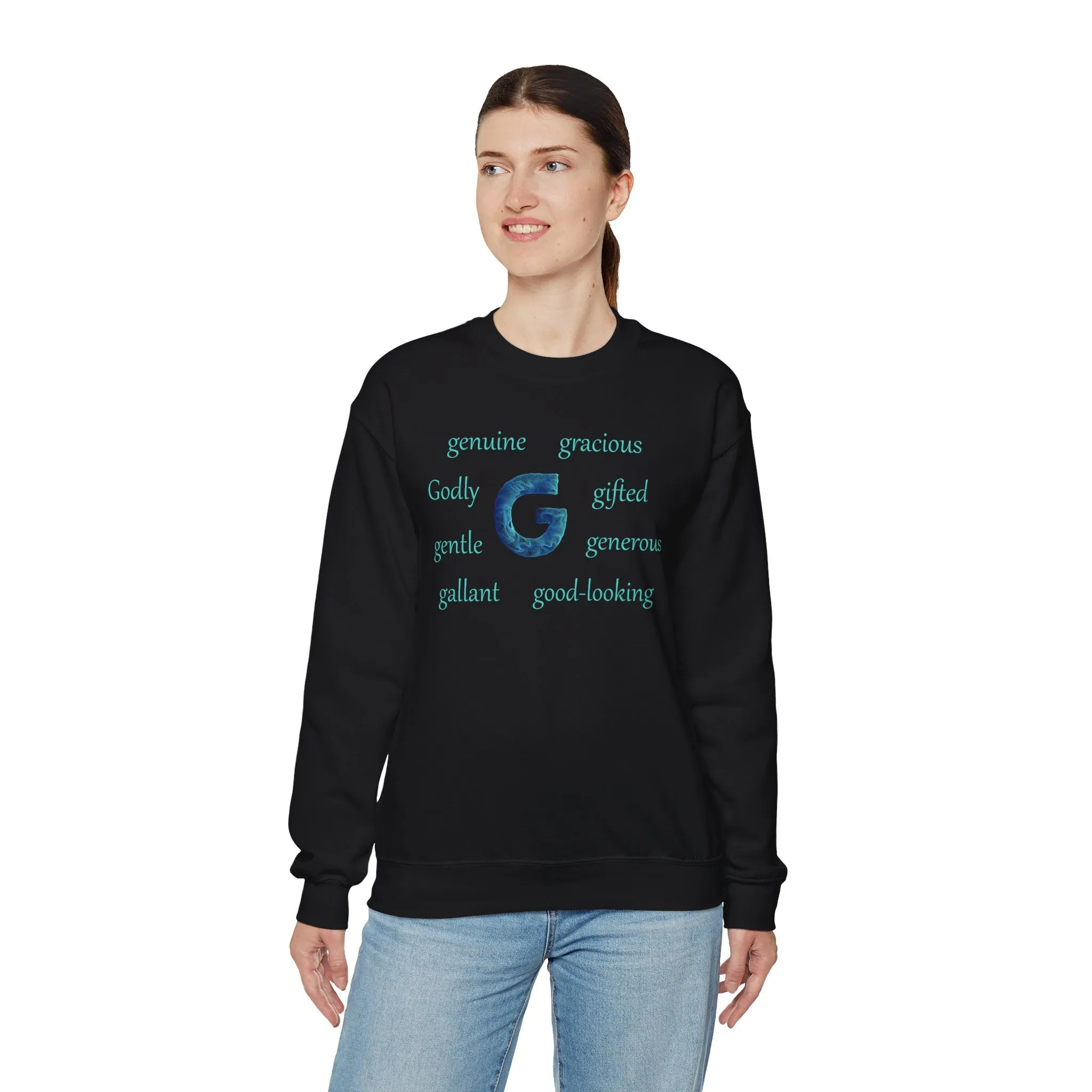 G Alphabet Sweatshirt, Motivational, Optimistic, Alphabet Initial "G", Mental Health Unisex Heavy Blend™ Crewneck Sweatshirt, Self-affirming shirt