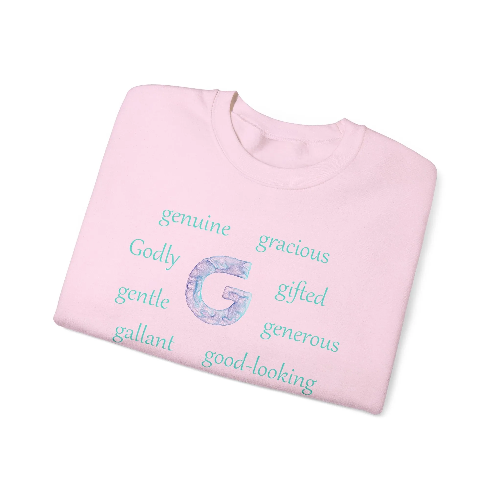 G Alphabet Sweatshirt, Motivational, Optimistic, Alphabet Initial "G", Mental Health Unisex Heavy Blend™ Crewneck Sweatshirt, Self-affirming shirt