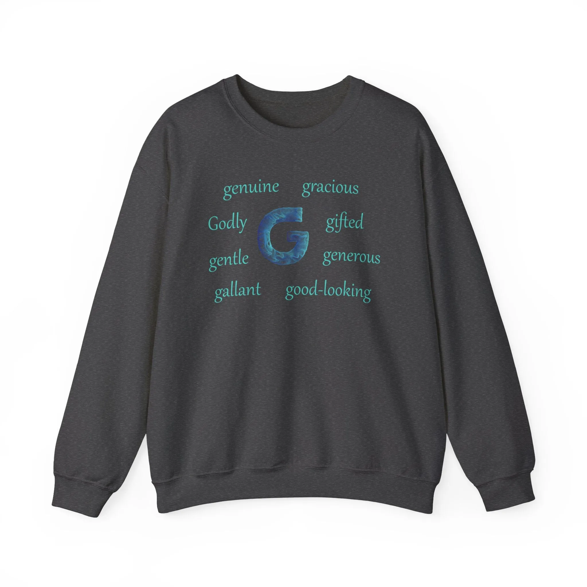 G Alphabet Sweatshirt, Motivational, Optimistic, Alphabet Initial "G", Mental Health Unisex Heavy Blend™ Crewneck Sweatshirt, Self-affirming shirt