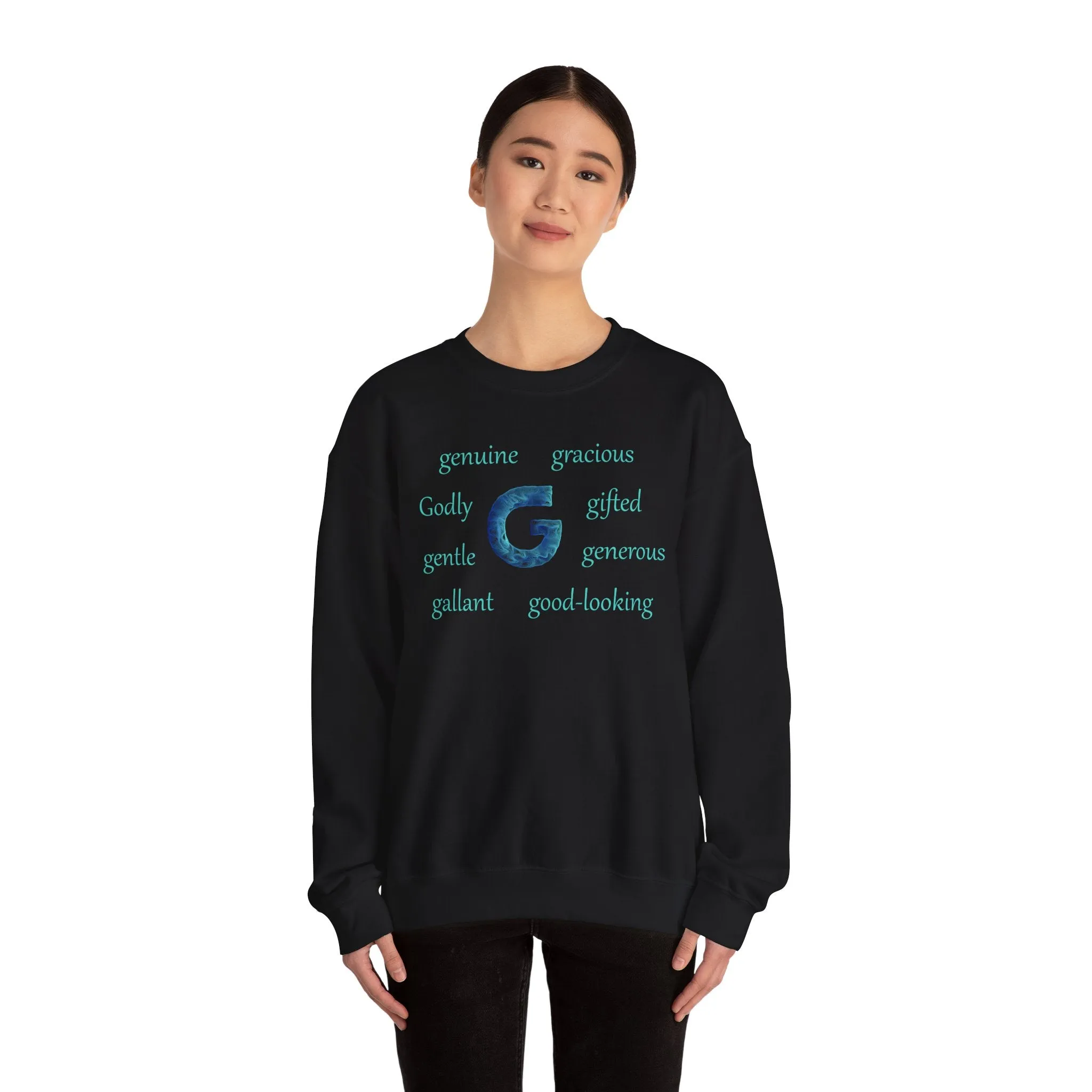 G Alphabet Sweatshirt, Motivational, Optimistic, Alphabet Initial "G", Mental Health Unisex Heavy Blend™ Crewneck Sweatshirt, Self-affirming shirt