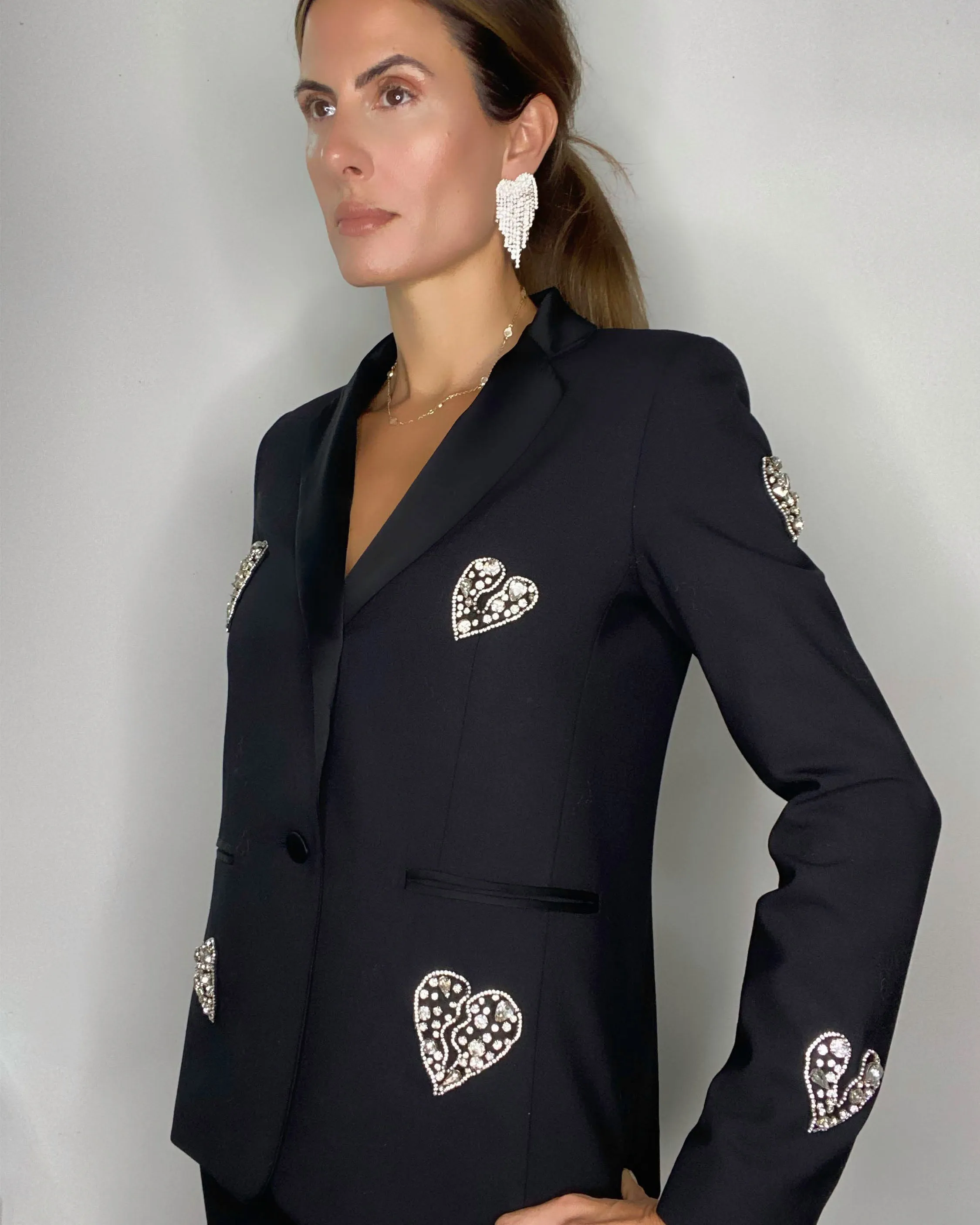 GAIA BLAZER- BLACK/ Heart Crystal