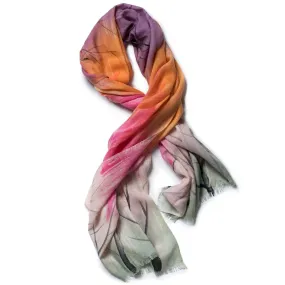 Galway Crystal Fashion Dusk, Pink & Orange Merino Scarf