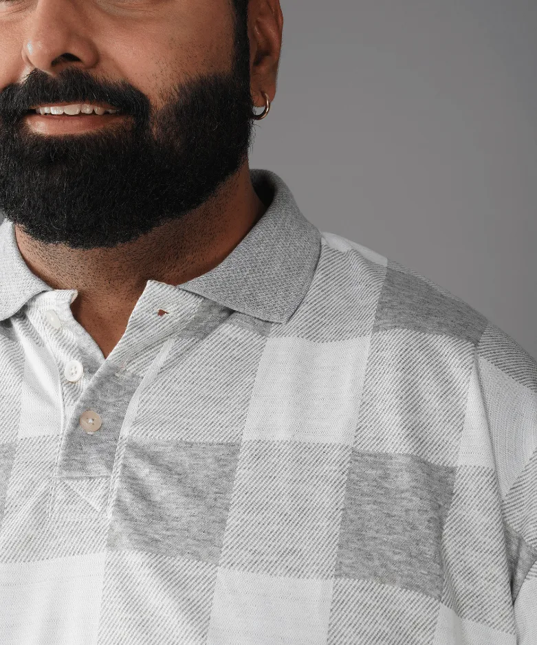 Grey Checkered Premium Polo T-shirt