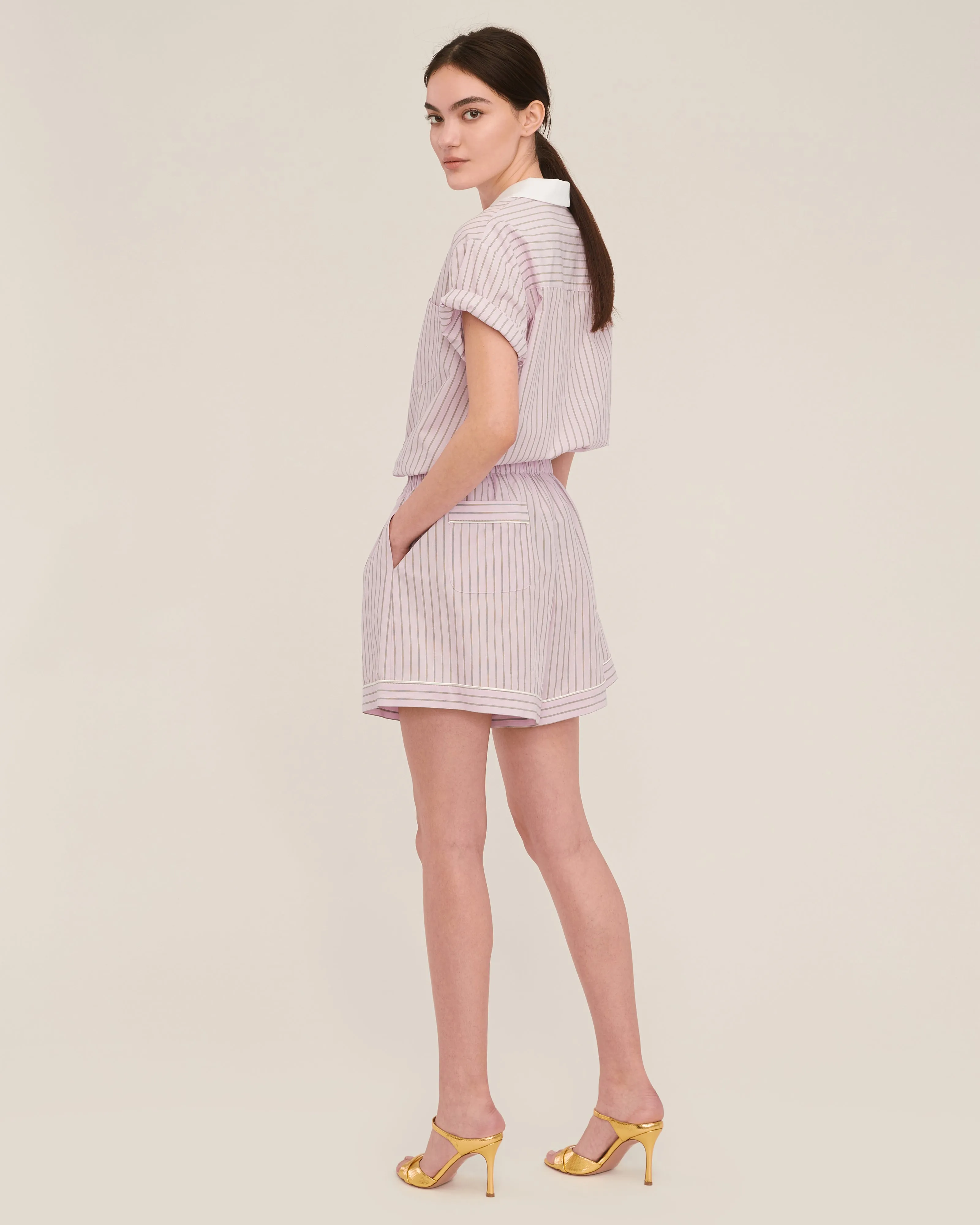 Henry Lounge Short in Carnation Edie Stripe