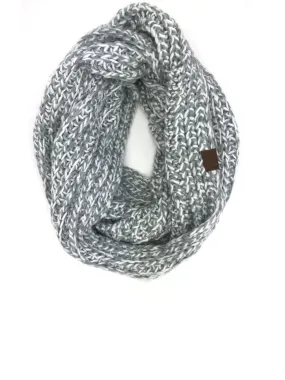 INF-123 IVORY NATURAL GREY CROCHET SCARF