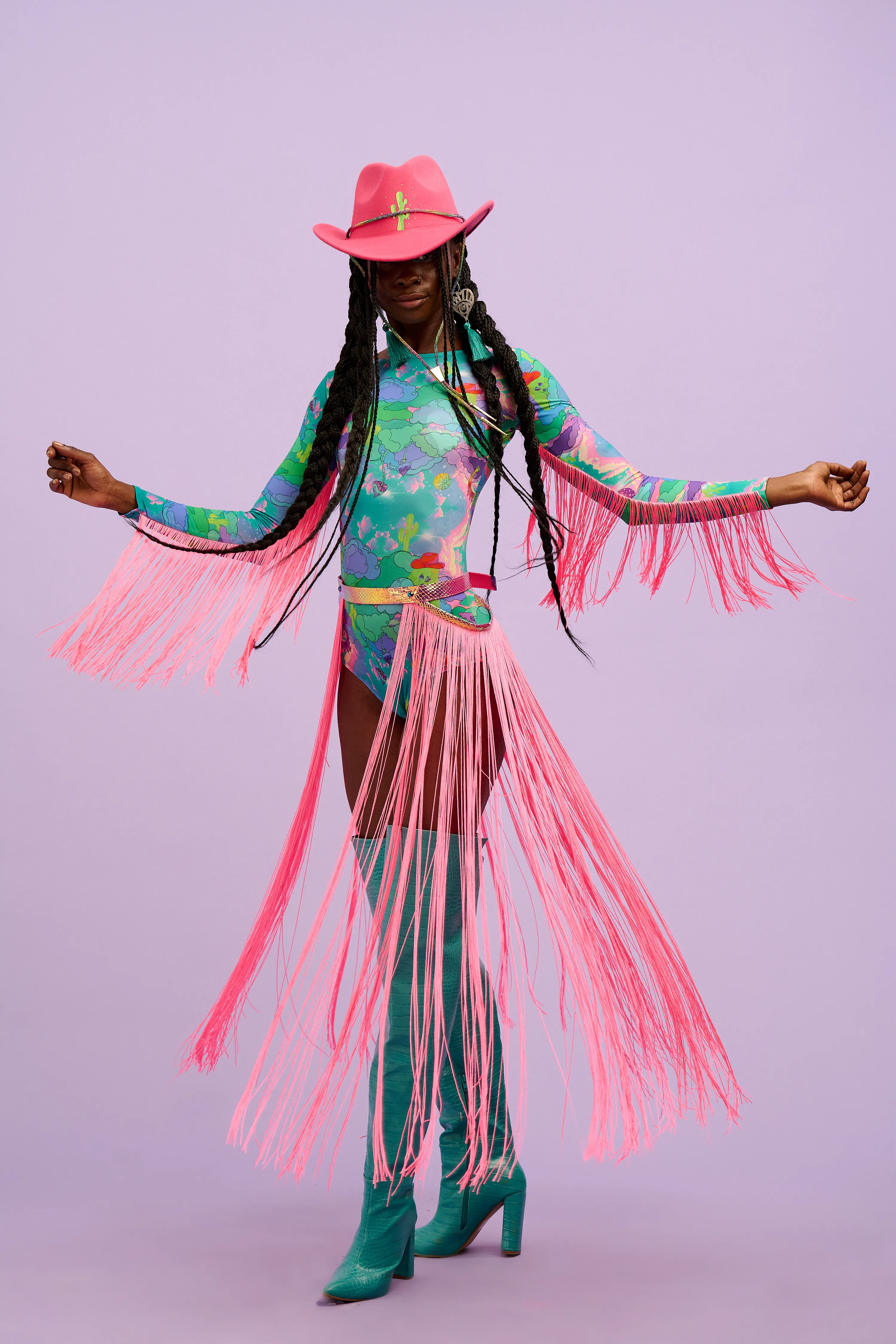 Intergalactic Rodeo Festival Fringed Bodysuit