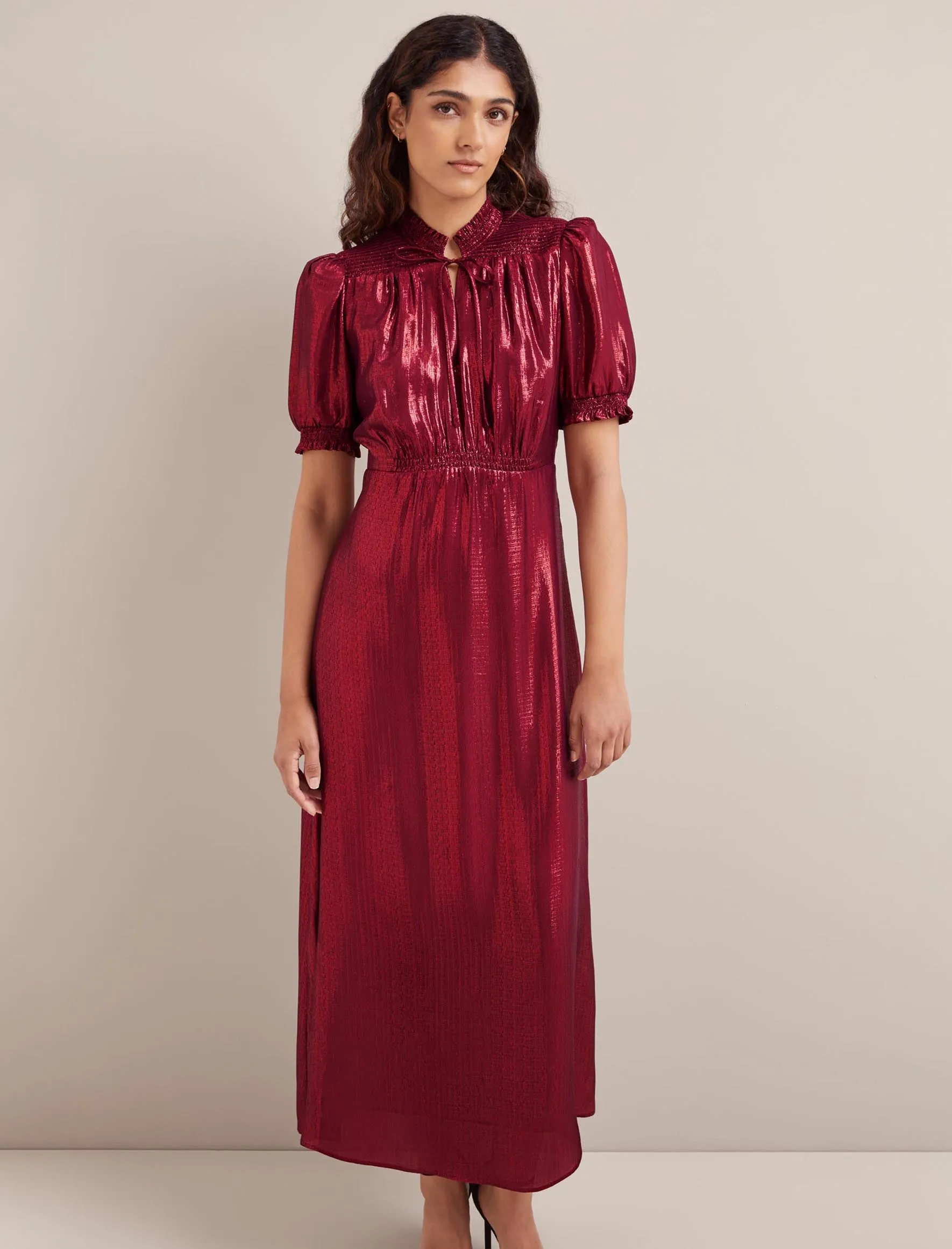 Irina Silk Blend Bias Cut Maxi Dress - Burgundy