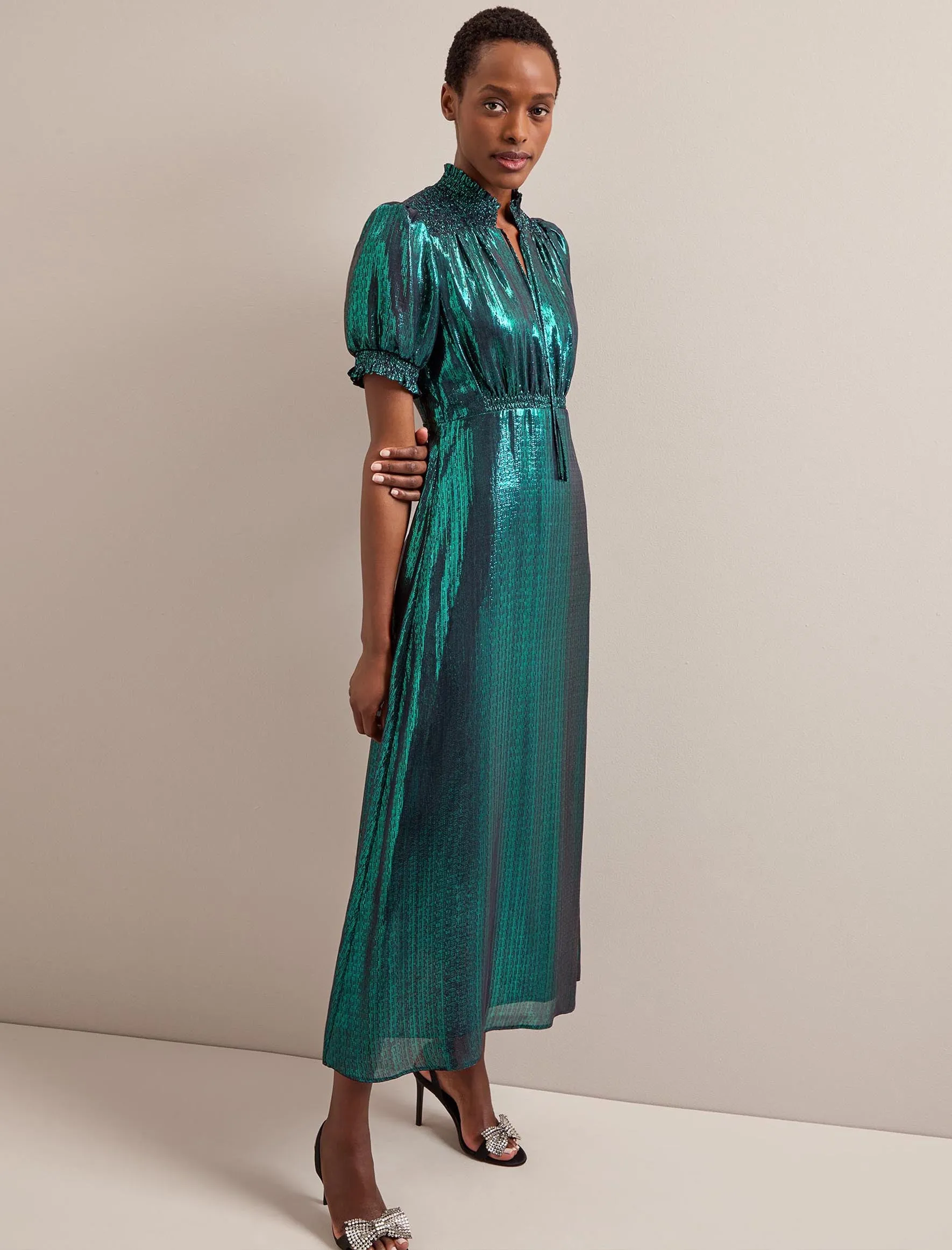 Irina Silk Blend Bias Cut Maxi Dress - Dark Green