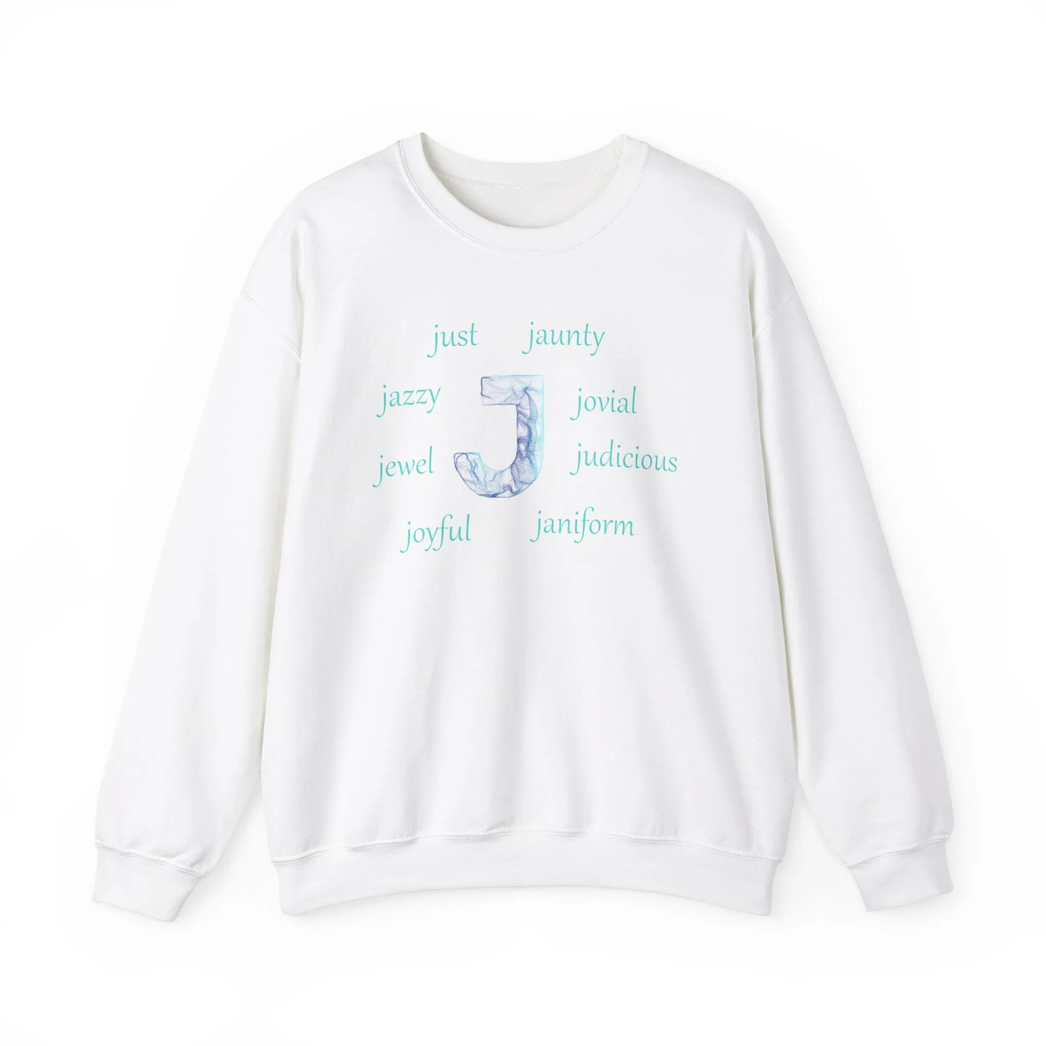 J Alphabet Sweatshirt, Alphabet Initial "J" Unisex Heavy Blend™ Mental Health, Optimistic, Motivational Crewneck Sweatshirt, Self-affirming Sweatshirt