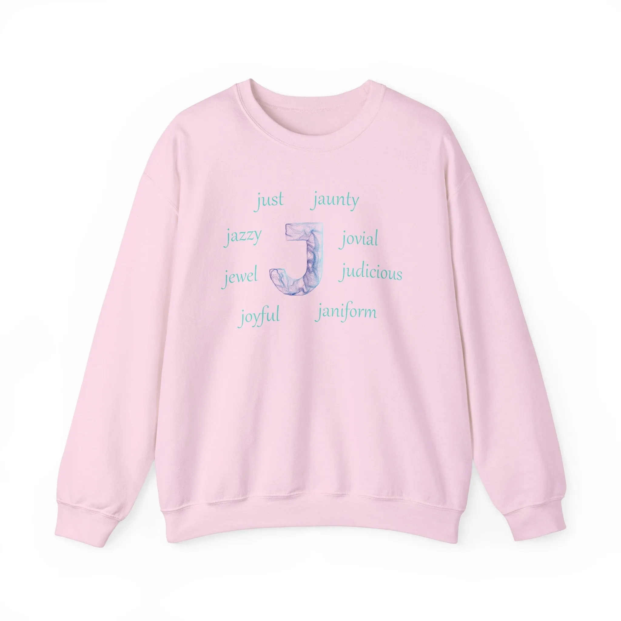 J Alphabet Sweatshirt, Alphabet Initial "J" Unisex Heavy Blend™ Mental Health, Optimistic, Motivational Crewneck Sweatshirt, Self-affirming Sweatshirt