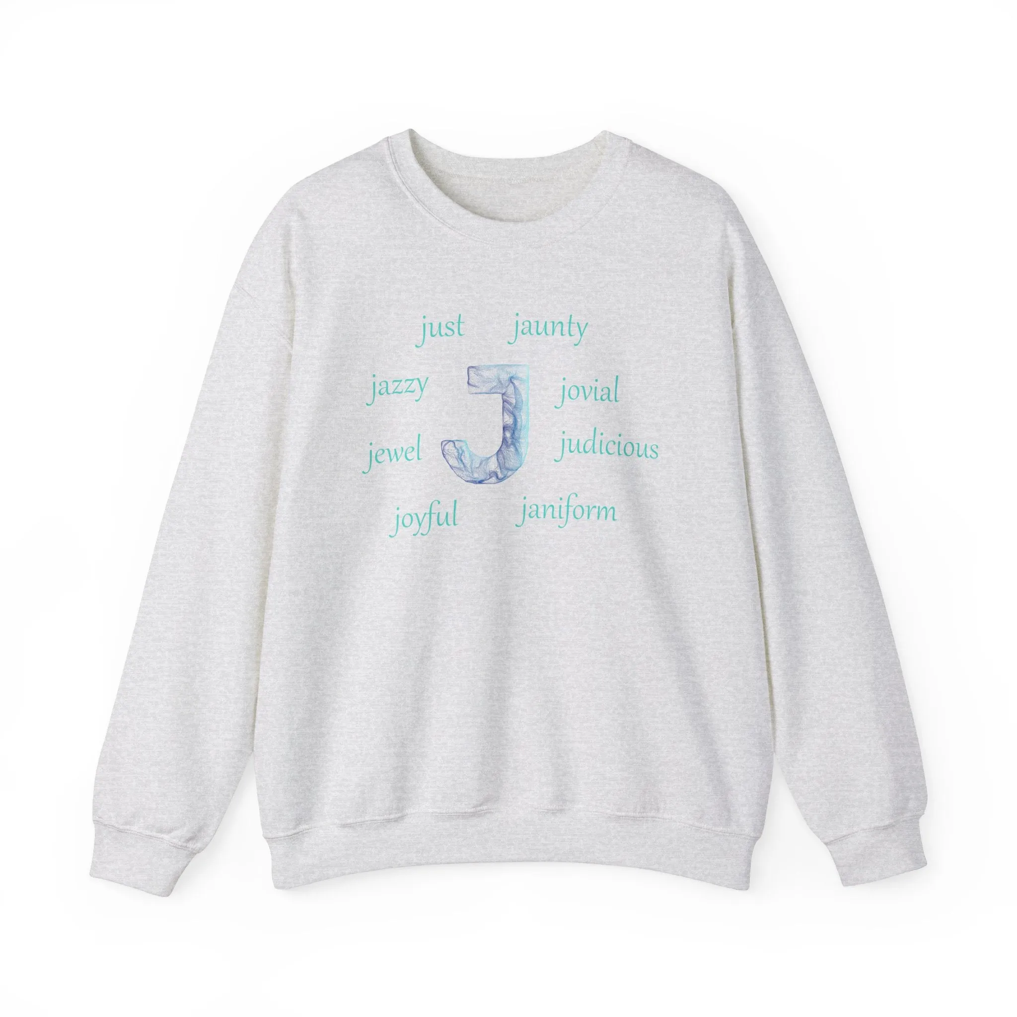 J Alphabet Sweatshirt, Alphabet Initial "J" Unisex Heavy Blend™ Mental Health, Optimistic, Motivational Crewneck Sweatshirt, Self-affirming Sweatshirt