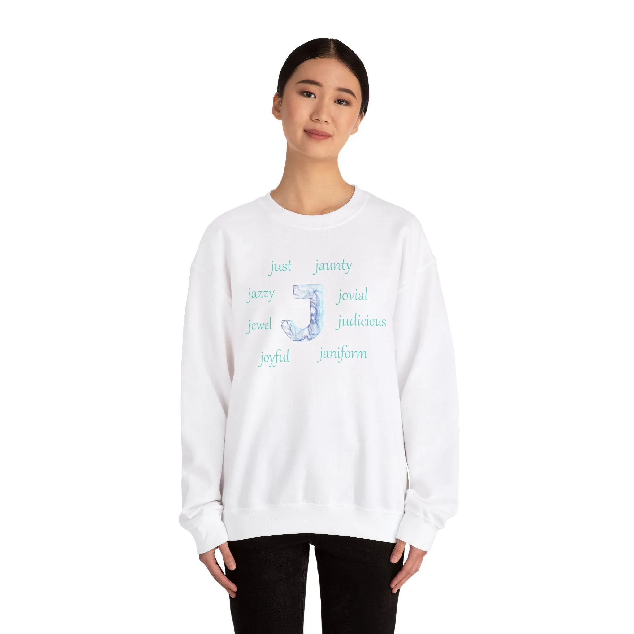 J Alphabet Sweatshirt, Alphabet Initial "J" Unisex Heavy Blend™ Mental Health, Optimistic, Motivational Crewneck Sweatshirt, Self-affirming Sweatshirt