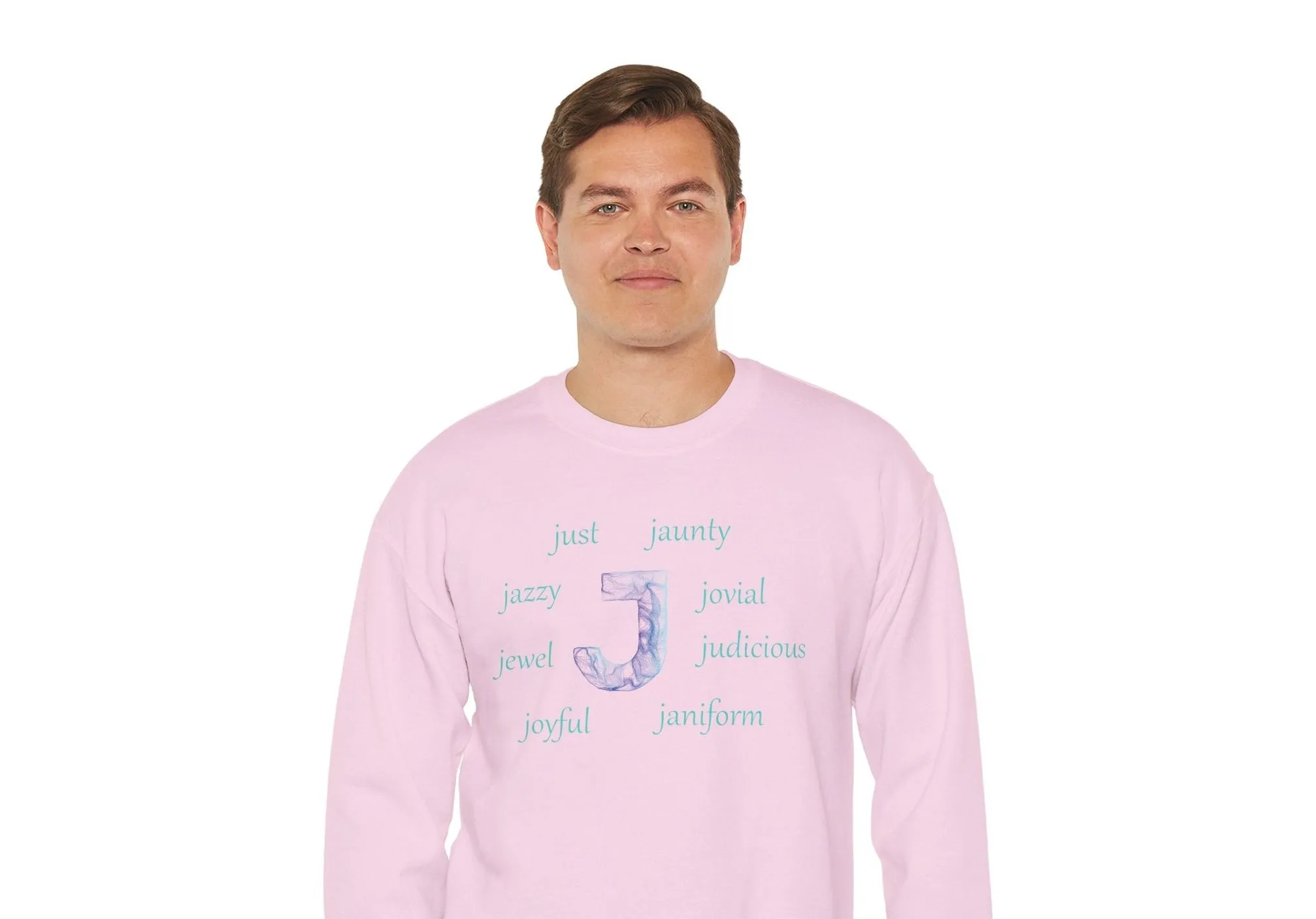 J Alphabet Sweatshirt, Alphabet Initial "J" Unisex Heavy Blend™ Mental Health, Optimistic, Motivational Crewneck Sweatshirt, Self-affirming Sweatshirt