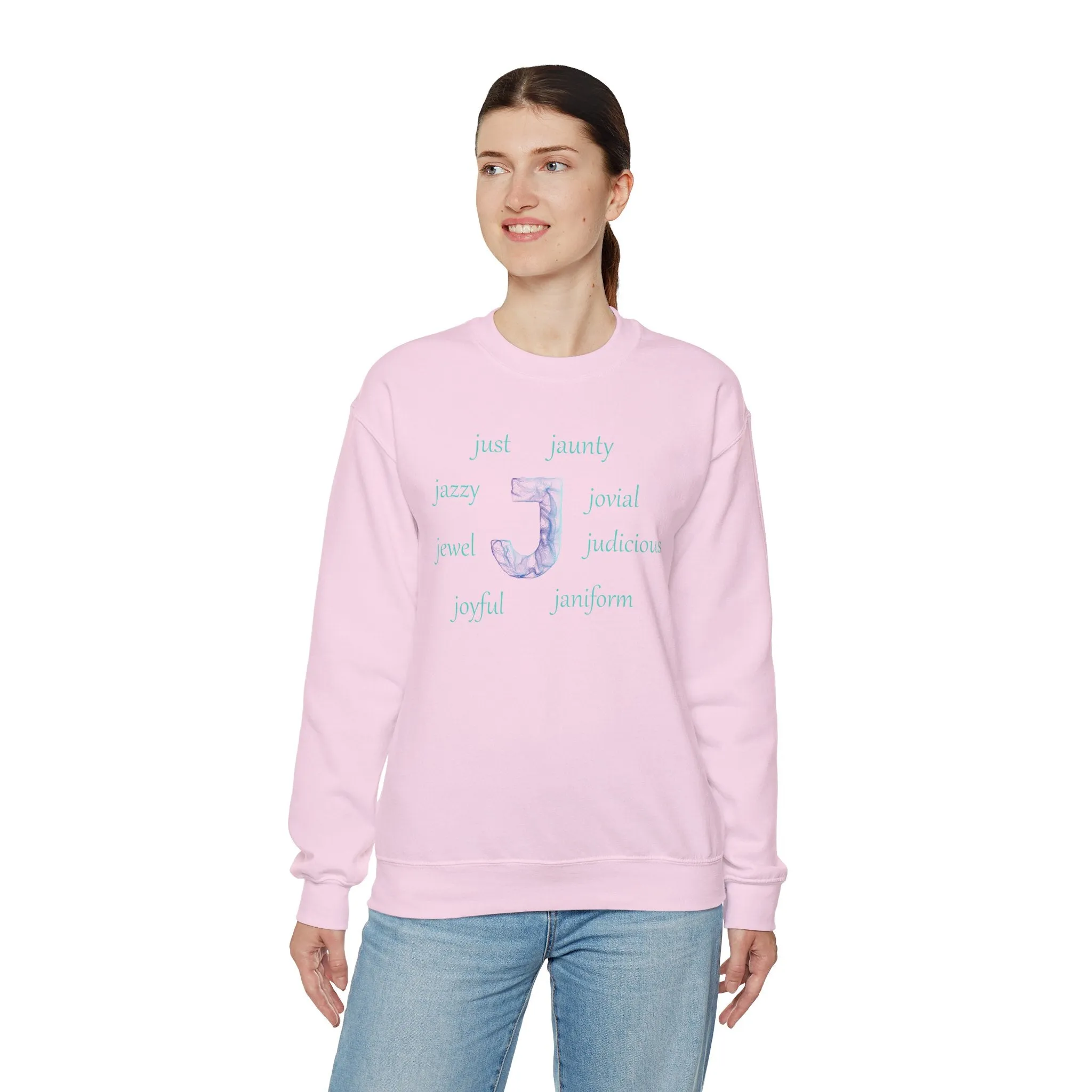 J Alphabet Sweatshirt, Alphabet Initial "J" Unisex Heavy Blend™ Mental Health, Optimistic, Motivational Crewneck Sweatshirt, Self-affirming Sweatshirt