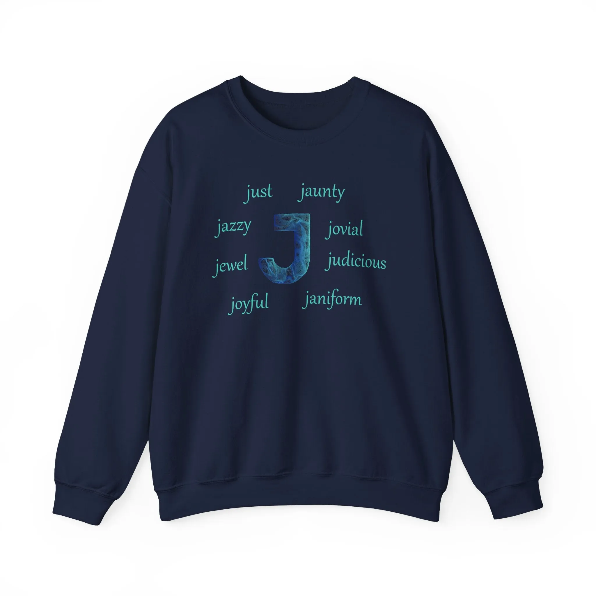 J Alphabet Sweatshirt, Alphabet Initial "J" Unisex Heavy Blend™ Mental Health, Optimistic, Motivational Crewneck Sweatshirt, Self-affirming Sweatshirt