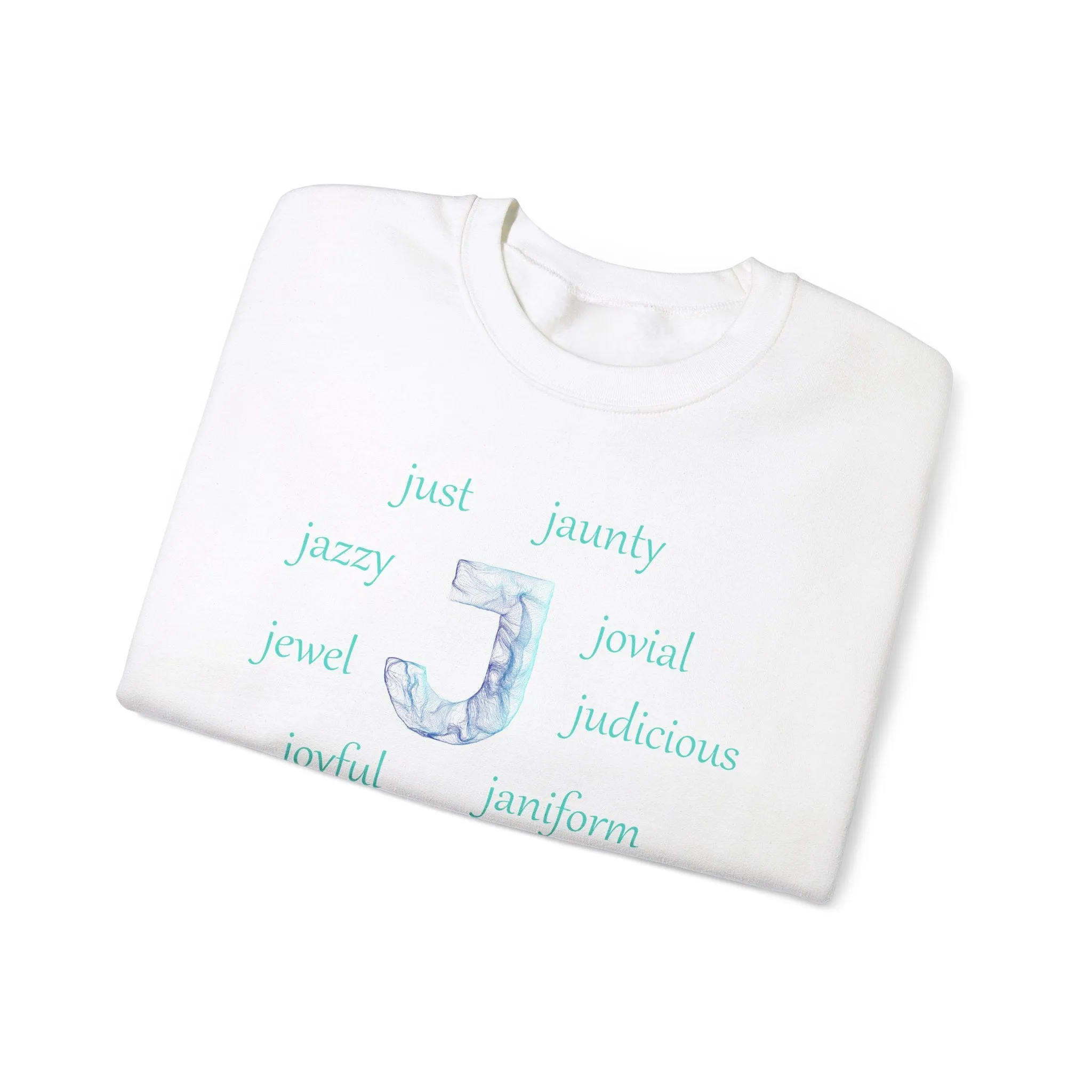 J Alphabet Sweatshirt, Alphabet Initial "J" Unisex Heavy Blend™ Mental Health, Optimistic, Motivational Crewneck Sweatshirt, Self-affirming Sweatshirt