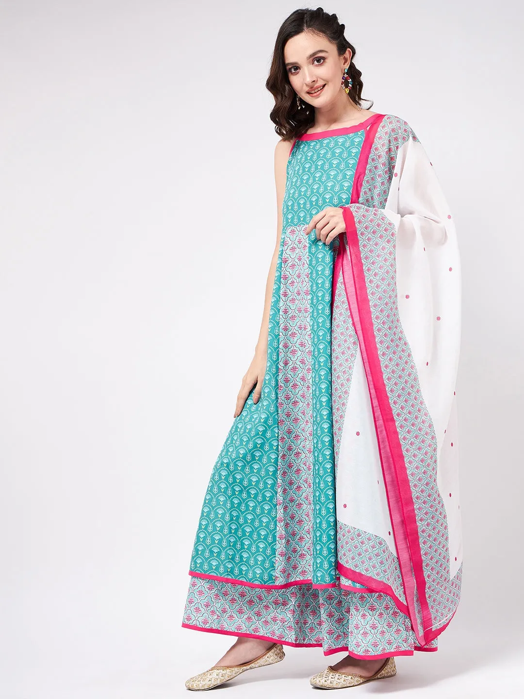 Jaipur Haat Kalidaar Kurta With Dupatta And Palazzo Pants