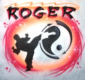 Karate Kick & Yin Yang Airbrushed Shirt