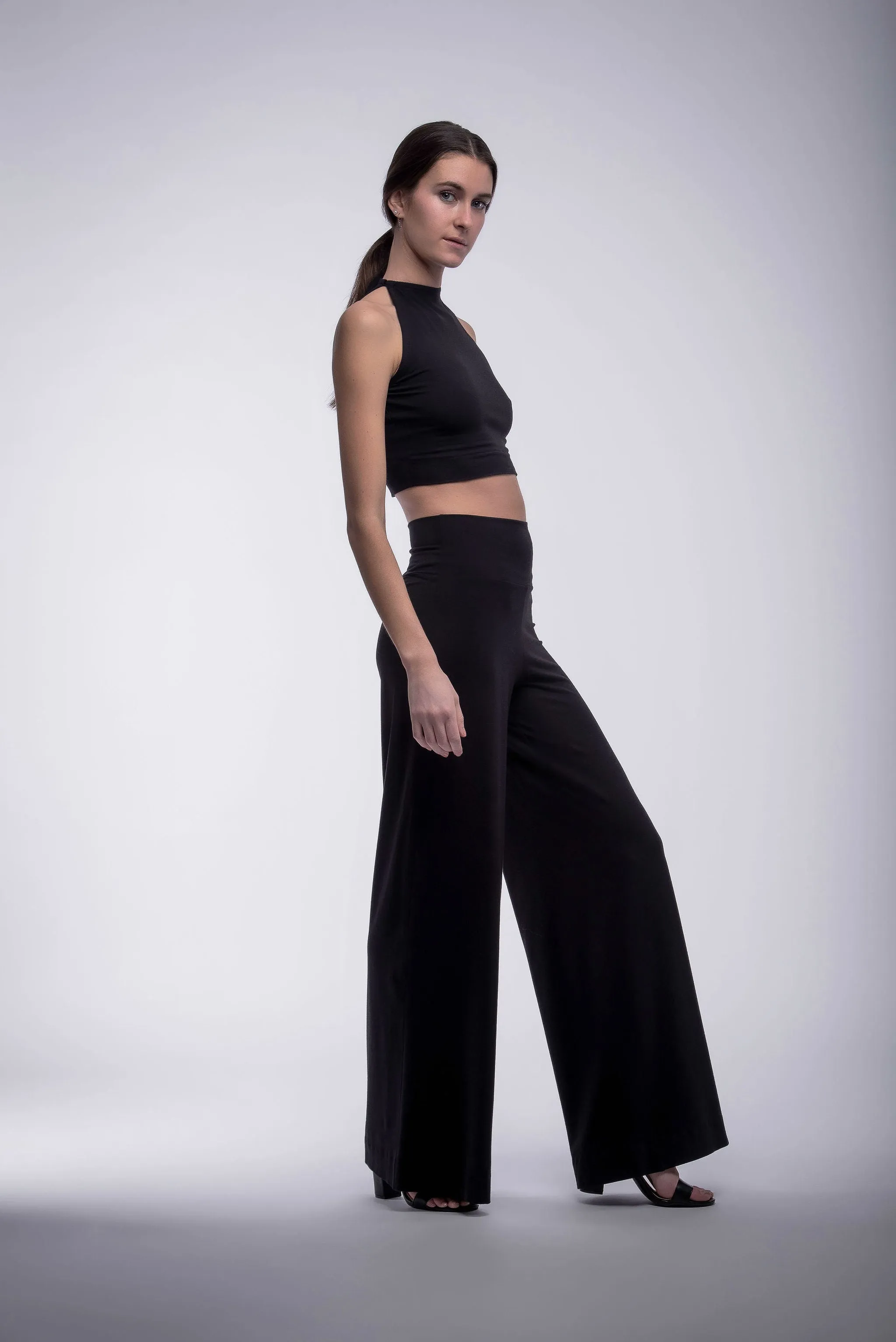 Katia palazzo style trouser in bamboo and organic cotton spandex jersey