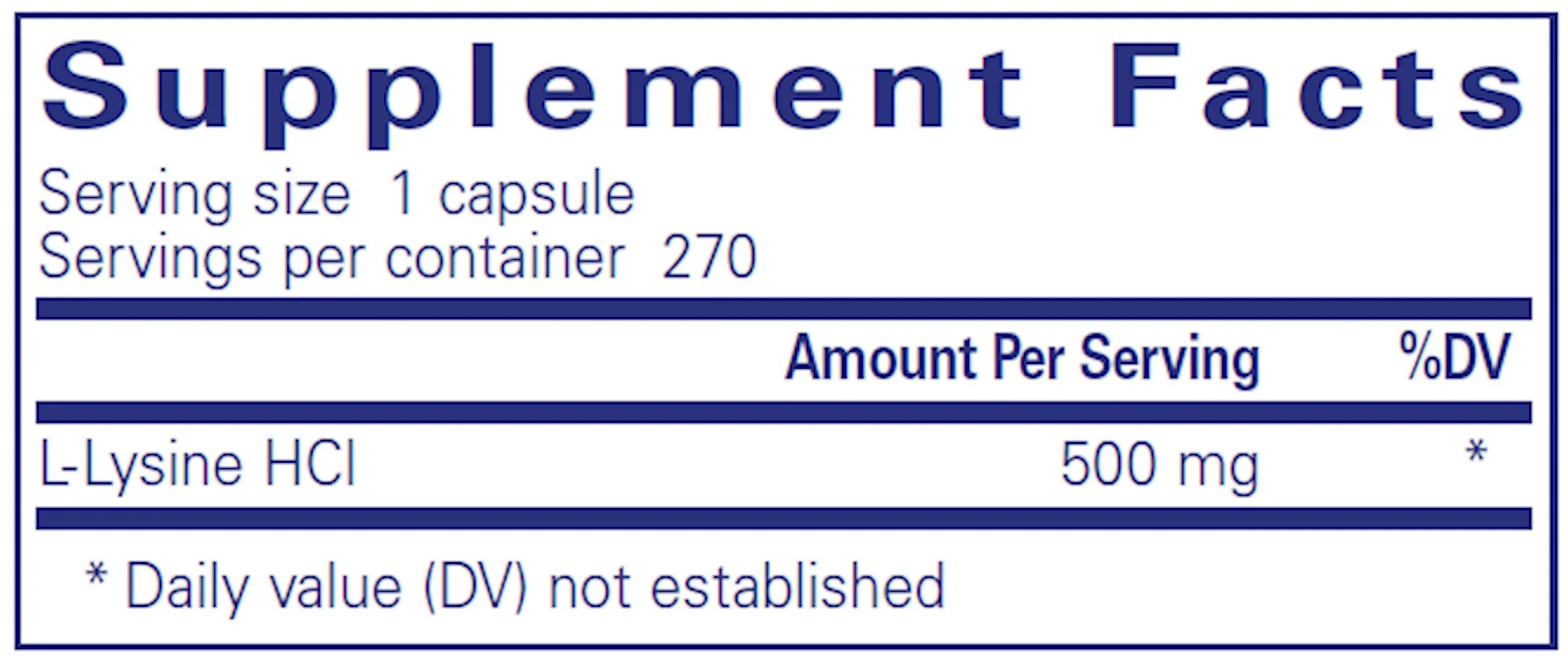 L-Lysine 500mg 270 Capsules - Special Order