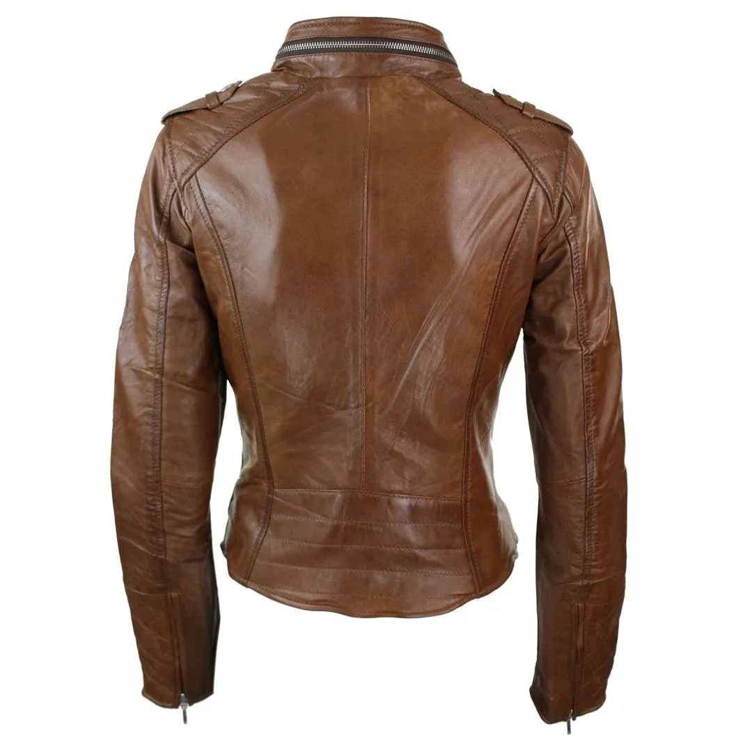 Ladies Women Genuine Real Leather Slim Fit Red Biker Jacket Velvet Lining