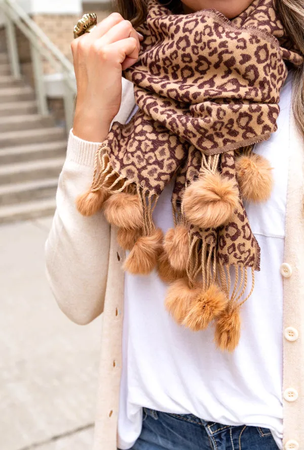 Leopard Pom Scarf