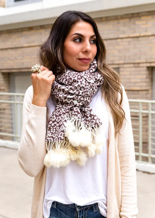 Leopard Pom Scarf