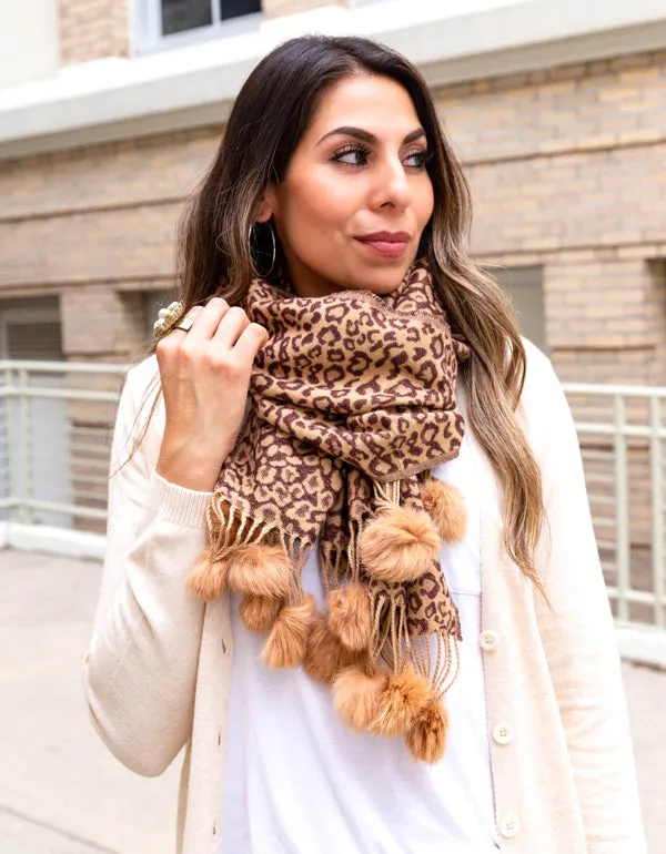 Leopard Pom Scarf