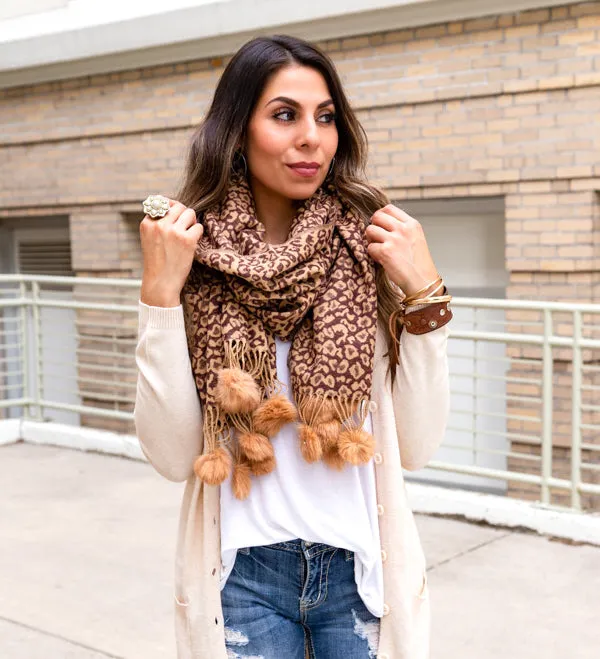 Leopard Pom Scarf