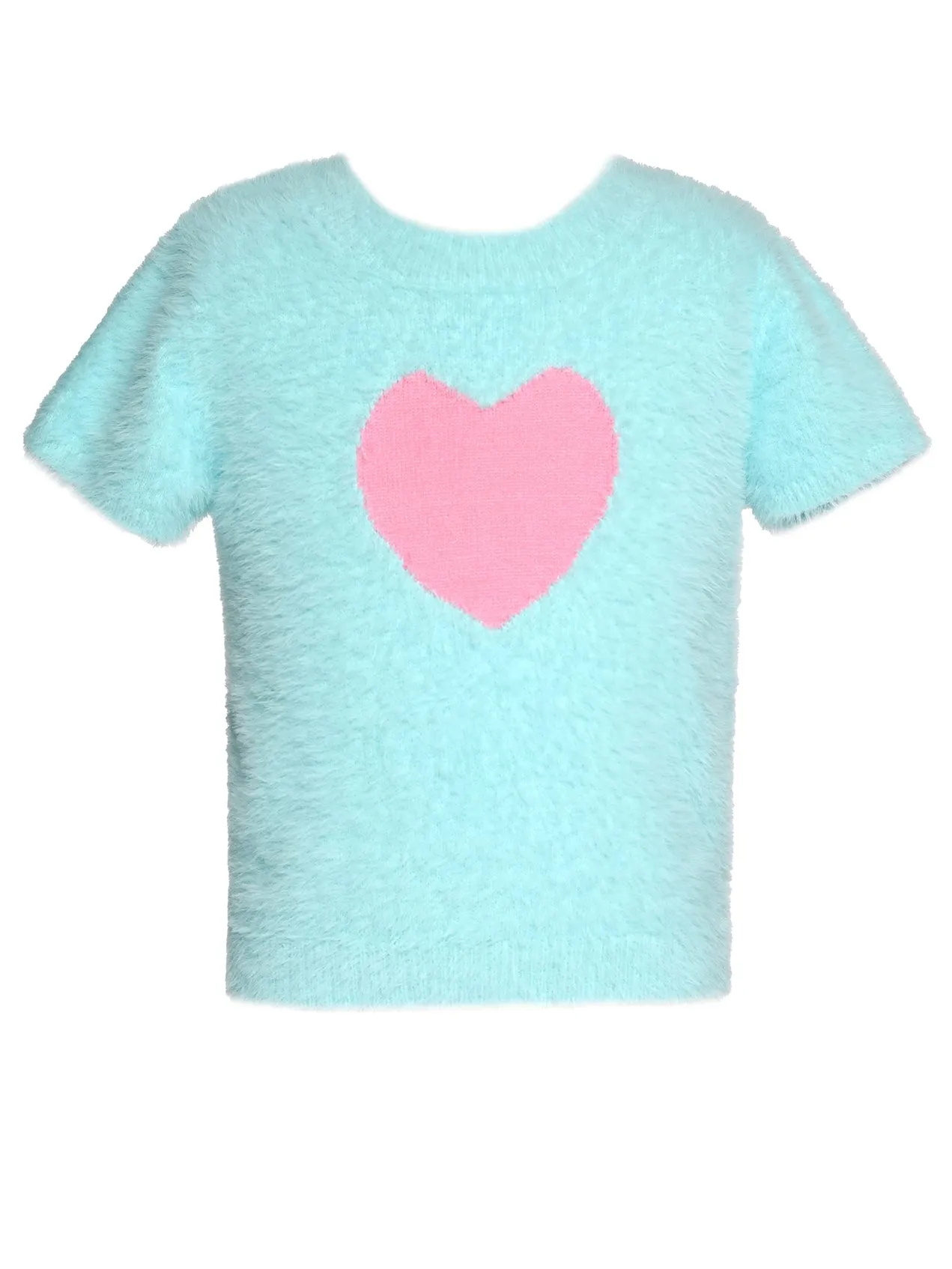 Little l Big l Tween Fuzzy Heart Colorblock Sweater Top