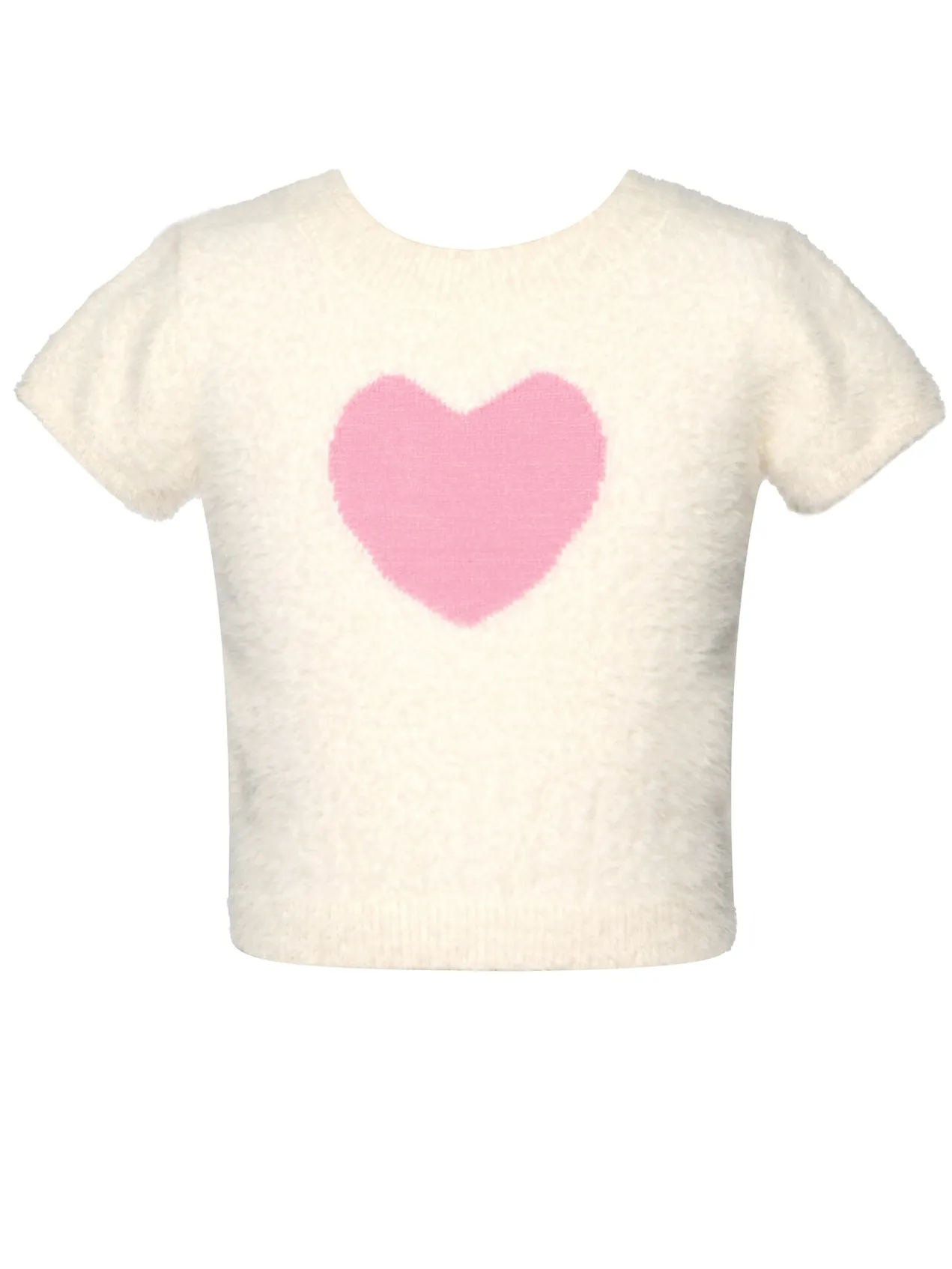 Little l Big l Tween Fuzzy Heart Colorblock Sweater Top