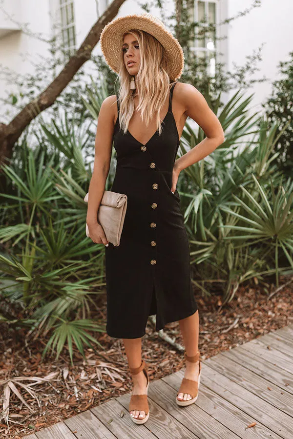 Long Beach Bombshell Midi Dress in Black