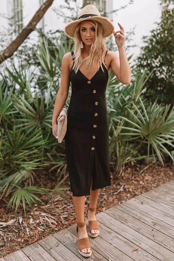 Long Beach Bombshell Midi Dress in Black