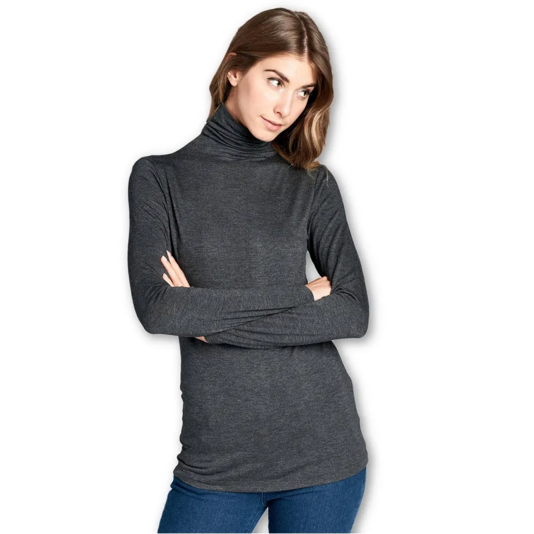 Long Sleeve Turtleneck Sweater - Grey