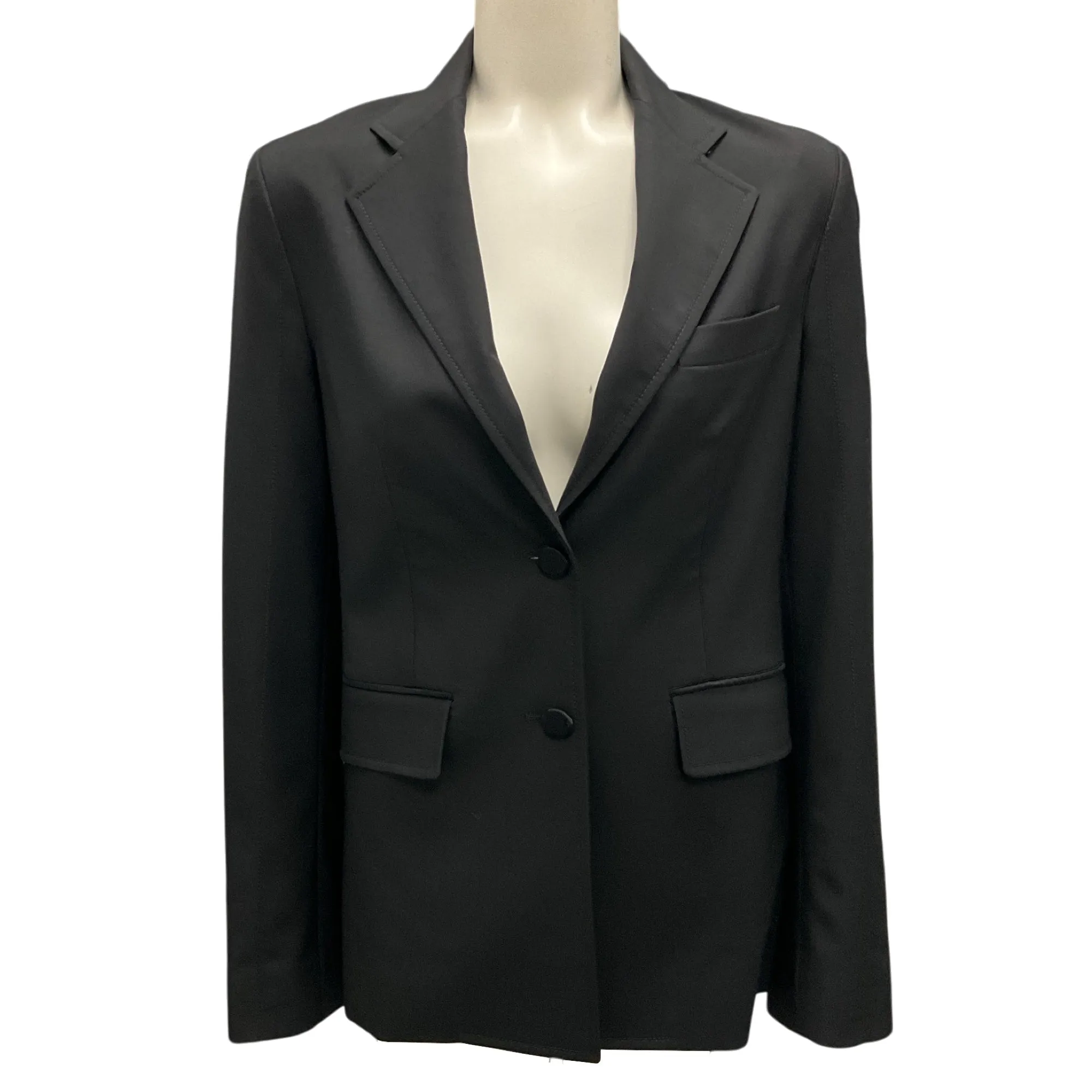 Louis Vuitton Black Silk Trimmed Two-Button Wool Blazer