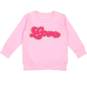 Love Script Patch Valentine's Day Sweatshirt - Kids Crewneck