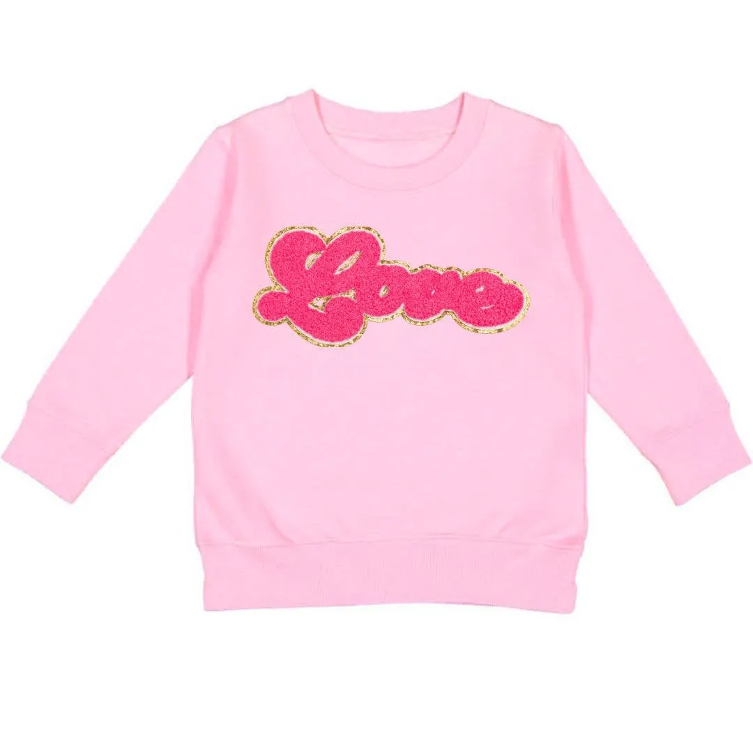 Love Script Patch Valentine's Day Sweatshirt - Kids Crewneck