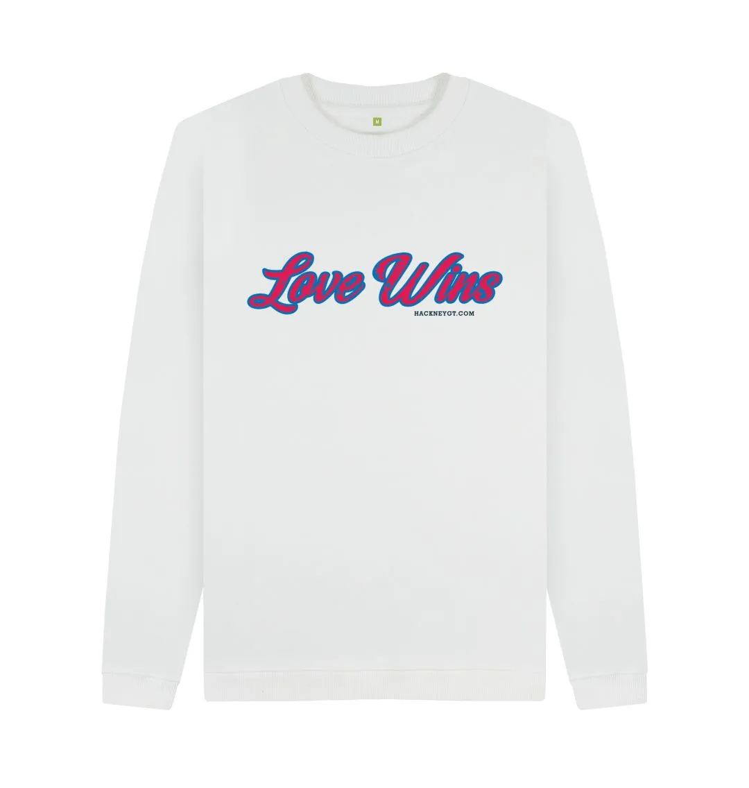 Love Wins  100% organic Unisex Sweatshirt White. Free UK postage