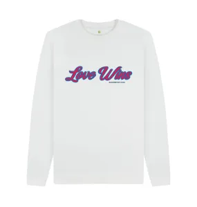 Love Wins  100% organic Unisex Sweatshirt White. Free UK postage