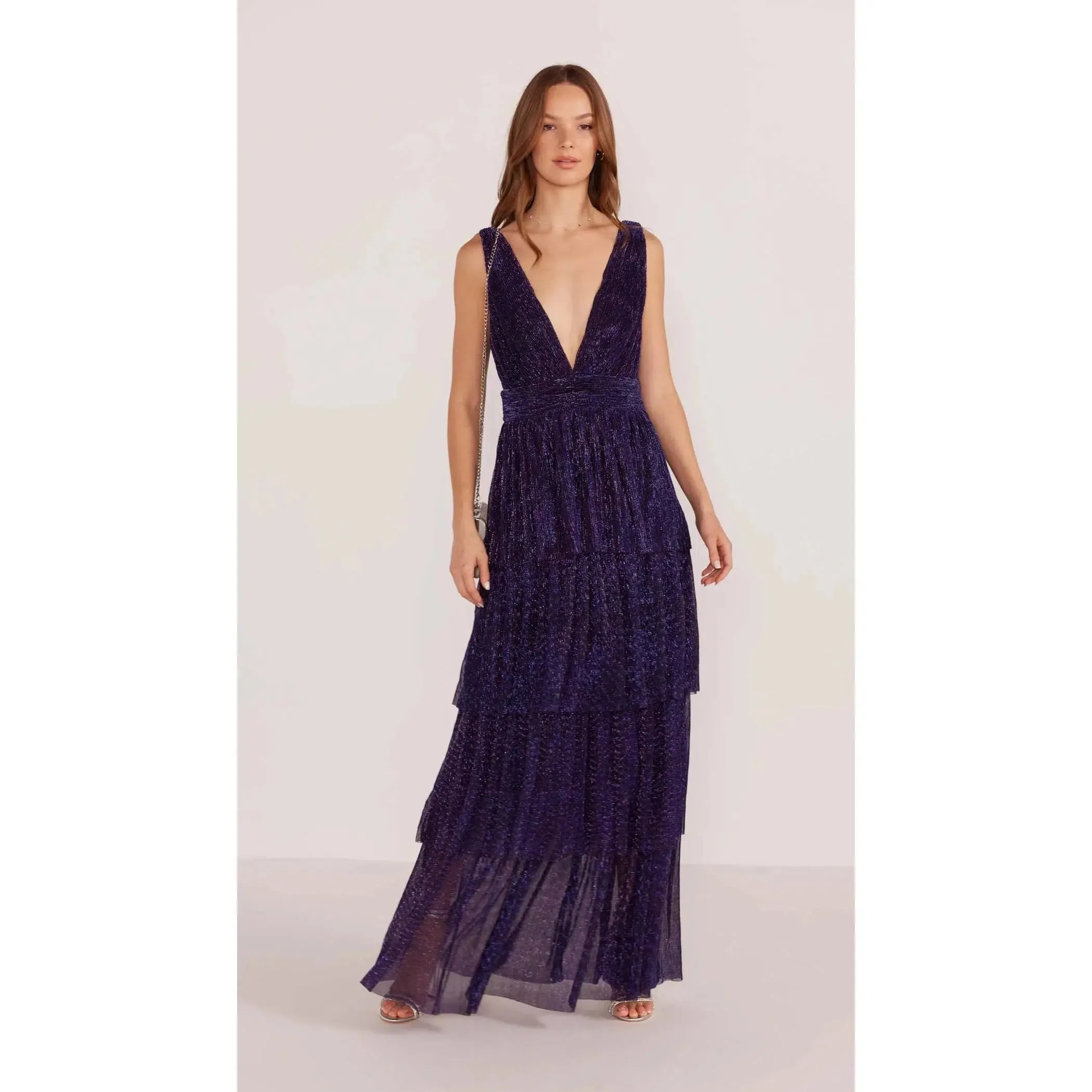 LUREX PLISSE MIDI DRESS